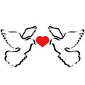 Doves flying With Heart