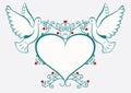 Doves with heart frame