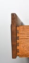 Dovetail woodworking joinery showing the pins and tails on an o Royalty Free Stock Photo