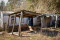 Dovhalivka, Kharkiv region, Ukraine, 03.23.2023: The base of the Russian military. Place of detention and torture of Ukrainian