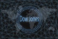 Dow Jones Global stock market index. With a dark background and a world map. Graphic concept for your design