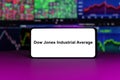 Dow Jones Industrial average stock market index in front of stock market charts background