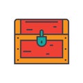 Dower, chest flat line illustration, concept vector isolated icon