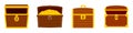 Dower chest icon set, flat style