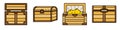 Dower chest icons set line color vector