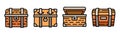 Dower chest icons set, outline style