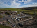 DOWLAIS, WALES, UK - OCTOBER 18 2022: Aerial view of roadworks and traffic cones during the dualling of the A465 road in South Royalty Free Stock Photo