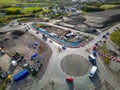 DOWLAIS, WALES, UK - OCTOBER 18 2022: Aerial view of roadworks and traffic cones during the dualling of the A465 road in South Royalty Free Stock Photo