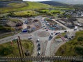 DOWLAIS, WALES, UK - OCTOBER 18 2022: Aerial view of roadworks and traffic cones during the dualling of the A465 road in South Royalty Free Stock Photo