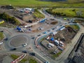 DOWLAIS, WALES, UK - OCTOBER 18 2022: Aerial view of roadworks and traffic cones during the dualling of the A465 road in South Royalty Free Stock Photo