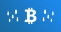 Down arrow bitcoin icon. falling rate