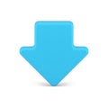 Down arrow blue back download symbol downward direction 3d icon realistic vector illustration