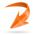 Down arrow. 3d shiny orange web icon