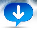 Down arrow icon blue bubble background Royalty Free Stock Photo