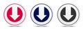 Down arrow icon crystal flat round button set illustration design Royalty Free Stock Photo