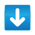 Down arrow icon shiny blue square button Royalty Free Stock Photo