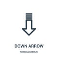 down arrow icon vector from miscellaneous collection. Thin line down arrow outline icon vector illustration. Linear symbol for use