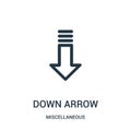 down arrow icon vector from miscellaneous collection. Thin line down arrow outline icon vector illustration. Linear symbol for use Royalty Free Stock Photo