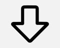 Down Arrow Line Icon Downward Backward Below Under Underneath Reverse Blackout Path Route Here Pointer Point Sign Symbol Vector