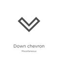 down chevron icon vector from miscellaneous collection. Thin line down chevron outline icon vector illustration. Outline, thin Royalty Free Stock Photo