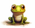 Down Closeup Frog: Big Eyes Sitting Ground Emote Royalty Free Stock Photo