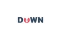 down logo with a combination of down lettering with a down arrow on the letter o
