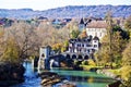 Down part of Sauveterre-de-Bearn medieval village and Legend Bridge