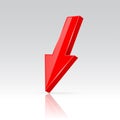 Down red 3d arrow. Shiny straight icon