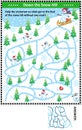 Down the snow hill with snowman maze game Royalty Free Stock Photo