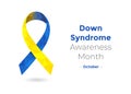 Down Syndrom Day blue and yellow awareness ribbon