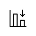 Down trend degenerate bar chart icon design with falling down arrow symbol. simple clean line art professional business management Royalty Free Stock Photo