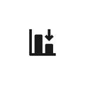 Down trend degenerate bar chart icon design with falling down arrow symbol. simple clean professional business management concept Royalty Free Stock Photo