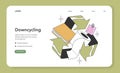 Downcycling process depiction. Flat vector illustration Royalty Free Stock Photo