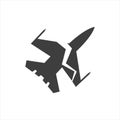 Downed plane. Plane crash.Terrorist act. Airplane crash vector icon. Royalty Free Stock Photo