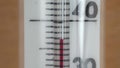 Downgrade body temperature on a thermometer closeup. Falling temprature