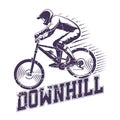 Downhill cyclist, grunge effect