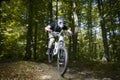 Downhill mountain bikers