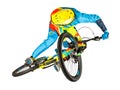 Downhill rider extreme whip jump Royalty Free Stock Photo