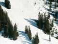 Downhill ski slopes in Saalbach Hinterglemm Royalty Free Stock Photo