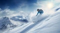 Downhill Skier On a Beautiful Blue-sky Day