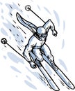 Downhill skier skiing Royalty Free Stock Photo