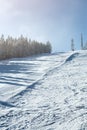 Downhill skiing, going fast down the mountain, winter sport Royalty Free Stock Photo