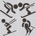 Downhill skiing icons Royalty Free Stock Photo