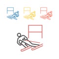 Downhill skiing line icon. Vector signs for web graphics.