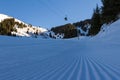 Downhill skiing in the morning Royalty Free Stock Photo