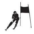 Downhill skiing, skier abstract vector silhouette
