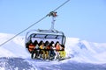 The downhill skiing in winter mountains in Khibiny