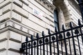 10 Downing Street Sign and Black Security Fence