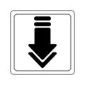 Download arrow down button black and white Royalty Free Stock Photo