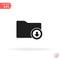 Download arrow with folder icon. concept web buttons. vector illustration. Flat design style Royalty Free Stock Photo